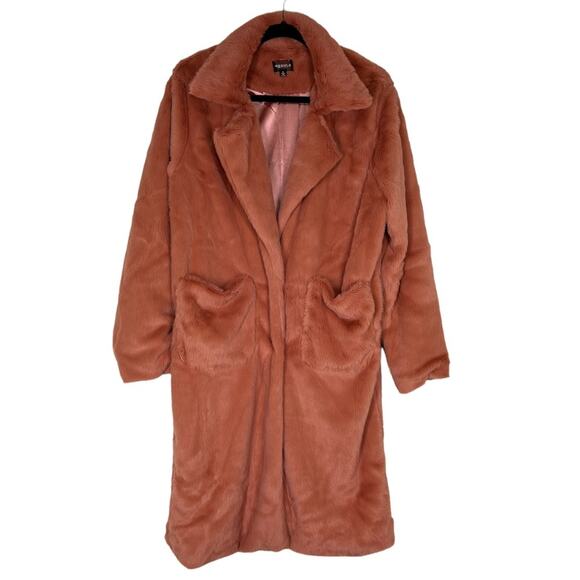 4SI3NNA Hallie Faux Fur Coat in Peach NWOT Small - Picture 6 of 12
